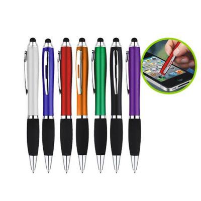 Cina Zucca di plastica Logo Touch Screen Ballpoint Pen su ordinazione dello stilo pratico del raso in vendita