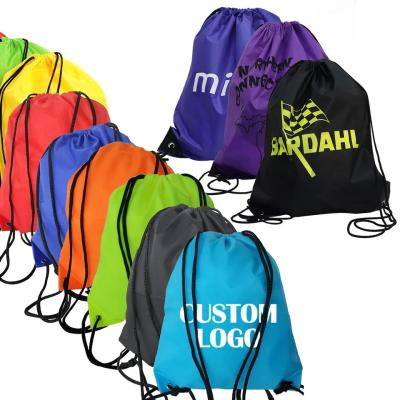 Cina Borsa di cordone su ordinazione del poliestere di Logo Imprint Drawstring Backpack Bag in vendita