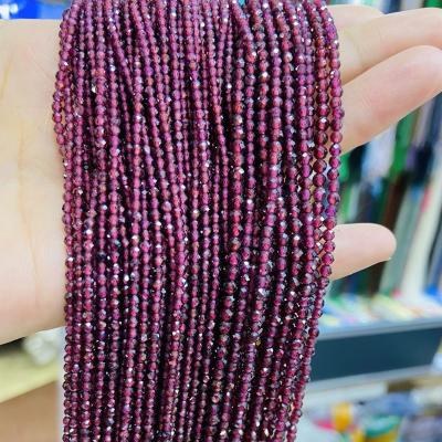 China DIY Fashional Beads Natural Round Stone Beads Pomegranate Garnet Stone Beads High Quality 4mm 2mm 3mm Faceted Wine Stone Beads Bracelet Making for sale