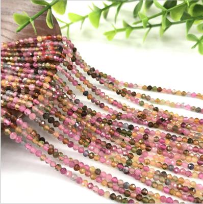 China DIY Fashional Beads Wholesale Natural Round Faceted Colorful Tourmaline Stone Beads 2mm3mm4mm DIY Beads Jewelry Making Stone Beads High Quality for sale