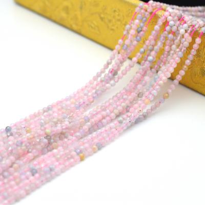 China Fashional DIY Beads Factory Wholesale Natural Round Loose Gemstone Beads 2mm3mm4mm DIY Faceted Morganite High Quality For Bracelet Necklace Making for sale