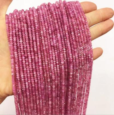 China DIY Fashional Beads Factory Wholesale Natural Round Loose Gemstone Beads 2mm3mm4mm Faceted Pink Tourmaline DIY High Quality For Necklace Making for sale