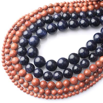 China DIY Jewelry Making Natural Smooth Goldsand Stone Beads Natural Gemstone Goldsand Blue Sand Beads Accessory For Jewelry Making Gold Blue Color 15