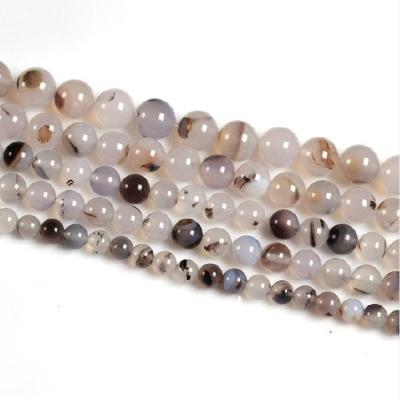 China DIY Jewelry Making Natural Smooth Grass Agate Stone Beads Natural Gemstone Grass Agate Beads Accessory For Jewelry Making White Color 15