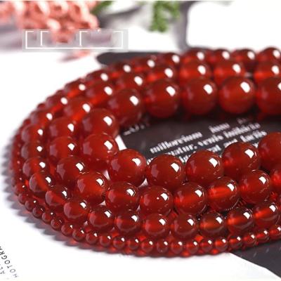 China Environmental Friendly Red Agate Beads Loose Gemstone Round Agate Onyx Stone Beads Bracelet Bead For Jewelry Making for sale