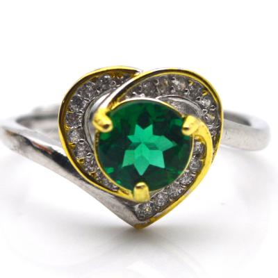 China Luxury Emerald Gemstone Ring 925 Thin Layer Natural Synthetic Gold Sliver Adjustable Size High Quality TRENDS for Women Gift for sale