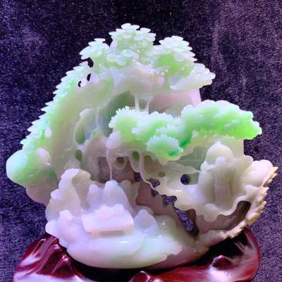 China China Natural Hand Carved Jade Jasper Jadeite Vegetable Shape Chinese Energy Green Traditional Home Decoration Feng Shui Craft for sale