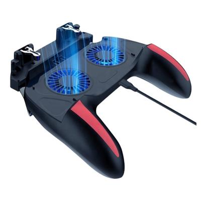 China Touch Buttons Handle Battleground Phone Mode Fan H10 Double Fan Phone Games Trigger Portable Gamepad Grip Handle Can Charge Your Phone for sale