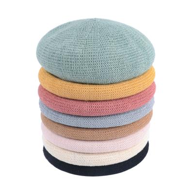 China Eco and Reuse Wholesale Breathable Leather Cord Beret Brim Yarn Milk Common Octagonal Hat for sale