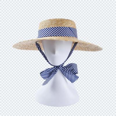 China Wholesale Creative Image Lady Stripe Tie Sun Hat Straw Hat Spring And Summer French Hat for sale