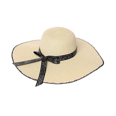 China Straw Hats Women Elegant Hepburn Style New Picture Summer Straw Hat 2021 Summer Leisure Vacation Beach Concave Top Hat for sale