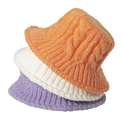 China Lady's Fashion 2021 New Autumn Adult Woolen Basin Hat Student Knitted Bucket Hat To Keep Warm for sale