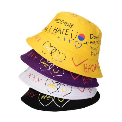 China 2021 New Wholesale Graffiti Print Men's Women's Breathable Dobby Summer Cotton Bucket Hat for sale