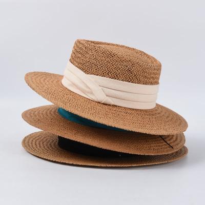 China Women's Straw Hats Elegant Hepburn Style New Picture Summer Straw Hat 2021 Summer Straw Hat Sun Concave Top Hat Straw Hats Women Leisure Beach Sun Hat for sale