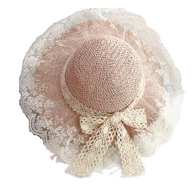 China Sunscreen Straw Hat, Breathable Lace Parasol, Ladies Baby Princess Outing Sunscreen Beach Dobby Children's Summer Hat for sale