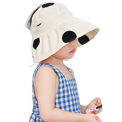 China New Character Polka Dot Sunshade Hat For Children With Lovely Big Brim Baby Flat Surface Bucket Hat for sale