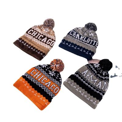 China COMMON 100% Acrylic Jacquard Stretch Snowflake Wool Hat Customized Pullover Knit Hat for sale