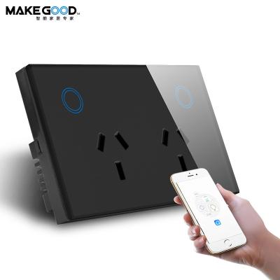 China Residential/Multi-Purpose Double Glass Panel Glass Panel Wi-Fi & Google Compatible Alexa SAA Certifications AU/USA Standard Touch Sense Touch Sense WIFI GPO Wall Socket GPO Home for sale