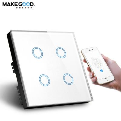 China 4 Gang Wifi Light Wall Operate Electrical Contact Lighting Smart Wifi Smart Relay Switch for sale