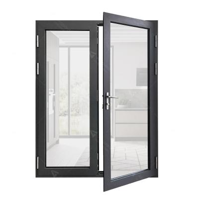 China Anti Theft Security Wrought Iron Patio French Hinged Entry Door Aluminum Double Glass French Door for sale