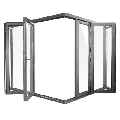 China exterior aluminum folding door windproof / double glass bifold accordion door for sale