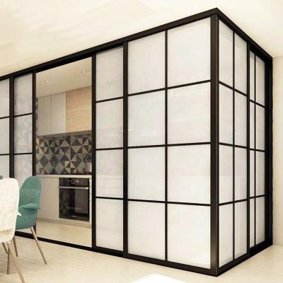 China Sliding Modern Slim Interior Kitchen Door Frame Aluminum Glass Door Design for sale