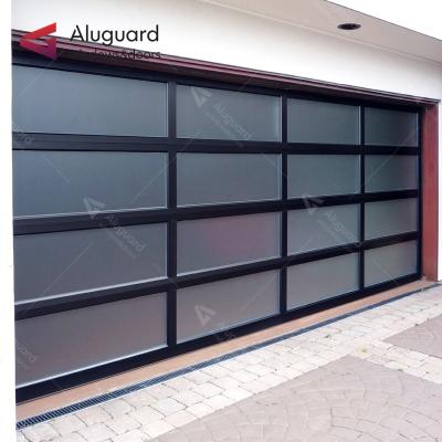 China Modern Design Supplier Home Electric Motor Garage Top Modern Exterior Aluminum Glass Panel Glass Doors for sale