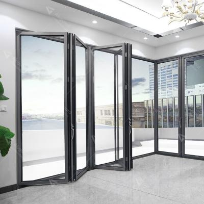 China modern villa house exterior aluminum bifold door / customized glass bi fold door for sale