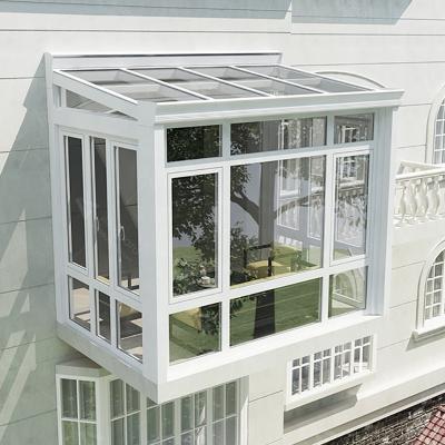 China Folding Screen Awning Panel Aluminum Extend Fixed Corner Arc Tempered Glass Window Bay Windows for sale