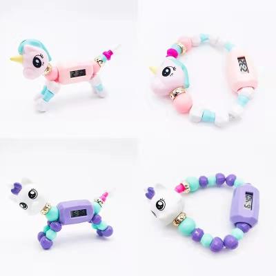 China New Products Children's Cute Funny Bracelet Girls Cartoon Animal Bracelets Deformation Magic Toys For Kids Unicorns Beads Neck for sale