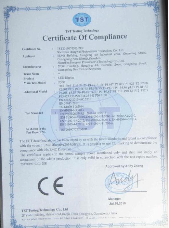 CE - Shenzhen Hongwei Photoelectric Technology Co., Ltd.