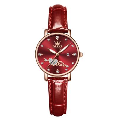 China Elegant Day/Date Ladies Quartz OLEVS 5509 China Watch Interesting Leather Strap Analog Display Leisure Waterproof Simple Hand Watch for sale