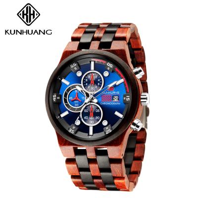 China Kunhuang 1020 Chic Men's Chronograph Quartz Canton Watch Cool 3 Dials Chronograph Character Casual Wristwatch for sale