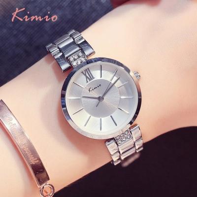 China Hot Selling Date KIMIO KW6133M Elegance Ladies Automatic Silver Quartz Watch Stainless Steel Band Waterproof Concise Ultra Thin Watch Kit for sale