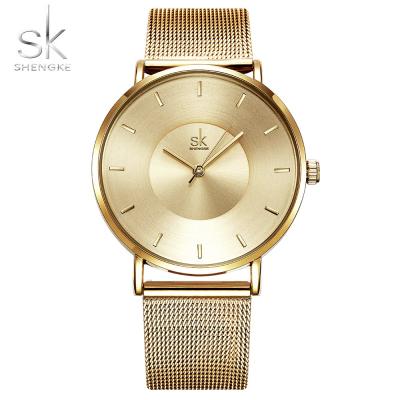 China Fashion Canton Fashion SK K0059 Water Resistant Watch Band Female Mesh Band Luminous Casual Big Quartz Display Watch Set for sale