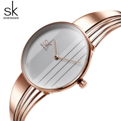 China Automatic Date Shengke Watches 0062 Fashion New Strap Design Lady Watch for sale