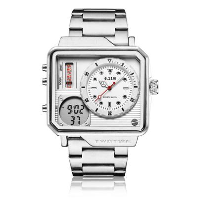 China Automatic Date 6.11 8171 New Style Stainless Steel Band Double Time Simple Stylish Canton Gents Casual Wristwatch Watch for sale