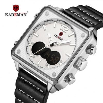 China Automatic date KADEMAN 9038 western made in china quartz unisex digital watch 2021 square band chronograph student watch genuine leather kit for sale