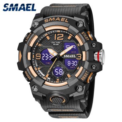 China Alarm SMAEL 8008 Top 10 Brands Made In Plastic Universe Quartz Watch Dual Time Outdoor Chronograph Quartz Watch Low Price Strap Watch Set for sale