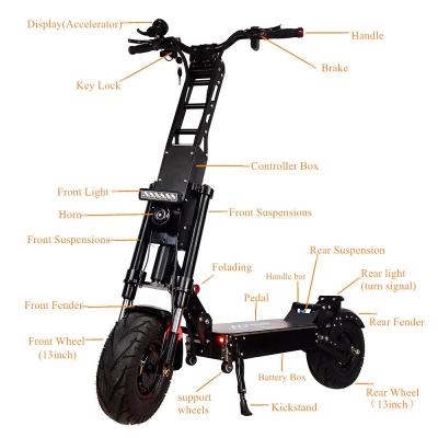 China Mens 13 Inch Long Big Wheel FLJ 60V 6000W K6 Electric Scooter Dual Mileage 80-150kms Motor for sale