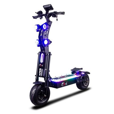 China FLJ 2021 new style unisex 13 inch tire electric motorcycle with LED acrylic pedal 8000w double motor fast electric scooter for sale