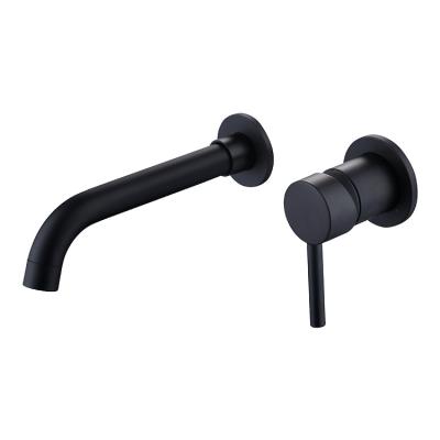 China Thermostatic Faucets Home Hotel Copper In The Wall Spout Can Be Turned Black Wash Basin Faucet for sale