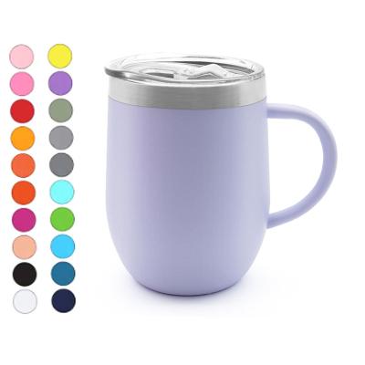 China Modern 12oz Stainless Steel Coffee Mug With Handle Vacuum Water Tumbler Powder Coated Metal Mugs for sale