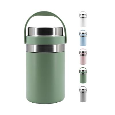 China PORTABLE Portable Stainless Steel Vacuum Insulated Kids Food Jar With Folding Spoon 20 oz for sale