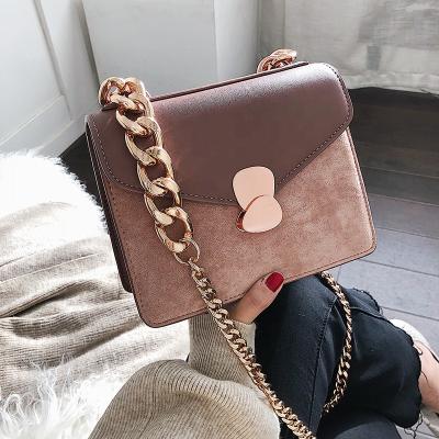 China High Quality Fashion Square Brand Lock Chunky Chain Matte Cross Mini - Body Sling Bag Shoulder Women Bags for sale