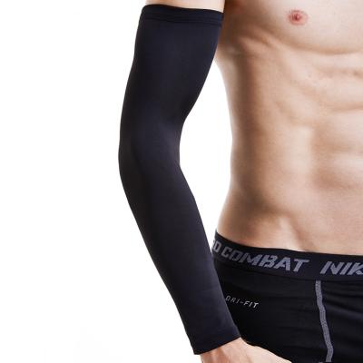 China Custom Breathable Logo Compression Arm Sleeve Sports Black Arm Sleeves Cycling Basketball Protector Compression Sleeve UV Arm for sale