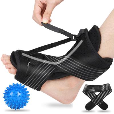 China 2021 Updated Plantar Fasciitis Splint Overnight Adjustable Version Ankle Fasciitis Splint With Massage Ball And Bandage for sale