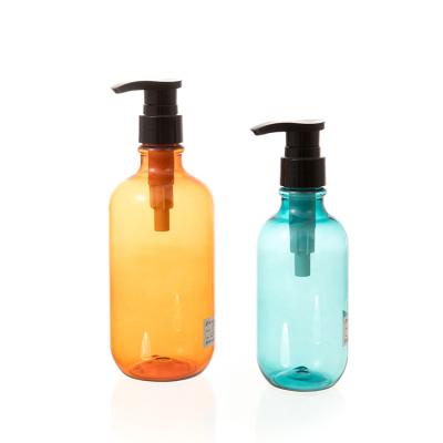 China Cosmetic 300ML 500ML Round Clear Frosted Plastic Shampoo Bottle PET Hair Conditioner for sale