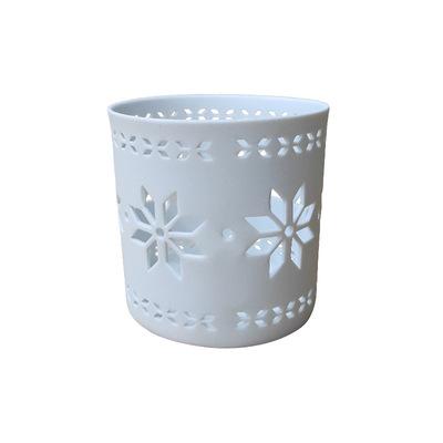 China Wholesale Hot Sale Ceramic Candle Pot Cavity Home Decoration Customized White Frosted Ceramic Candle Holder for sale