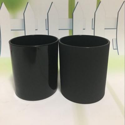 China Who respects the environment. wholesale stocked matte black glass candle jars and wooden candle jar lid different color for sale